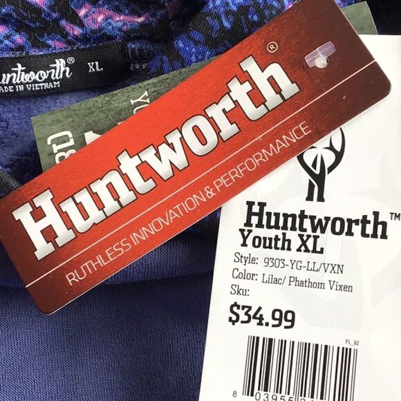 Huntworth Purple Camo Contrast Performance Hoodie NEW - Picture 11 of 13